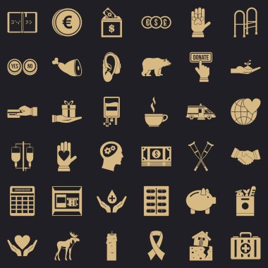 Bağış Icons set, basit tarzı