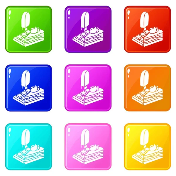 Süßigkeiten Essen Symbole Set 9 Farben Kollektion — Stockvektor