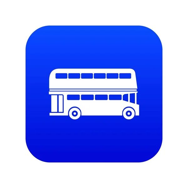 Icona bus a due piani digitale blu — Vettoriale Stock
