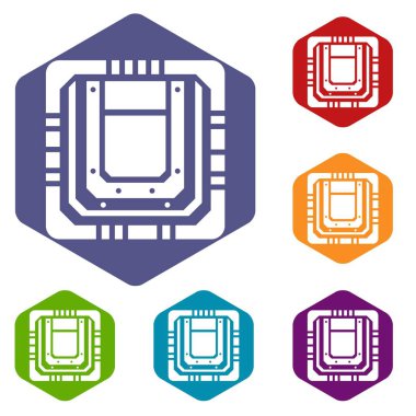 Altı yüzlü modern mikroçip simgeler vektör