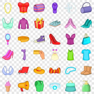 Kadın ayakkabı Icons set, karikatür tarzı