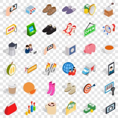 Kadın parmak Icons set, izometrik stili