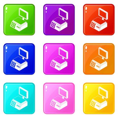 Pazar simgeler kümesi 9 renk koleksiyonu ölçekler