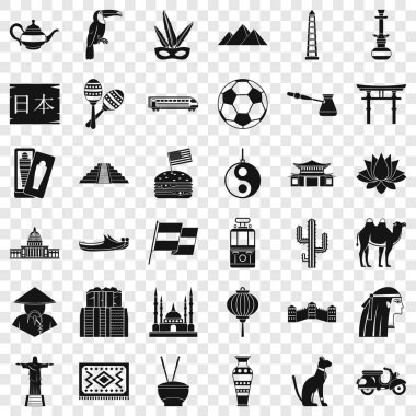 Dünya Kültür Icons set, basit tarzı