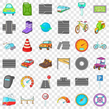 Sabit trafik Icons set, karikatür tarzı