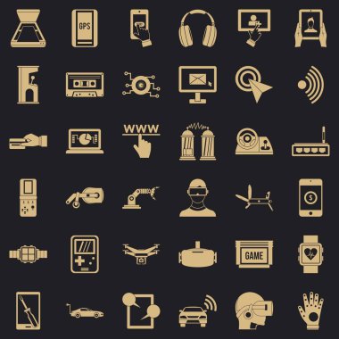 Oyun ayarlama Icons set, basit tarzı