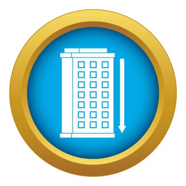 Uzun bina ve ok simgesi mavi vektör izole