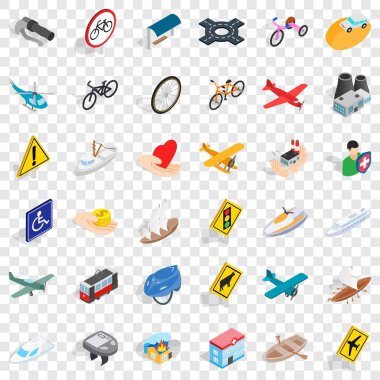 Yol simgeler sette, izometrik stil taşıma