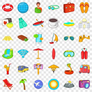 Icons set hiking, karikatür tarzı