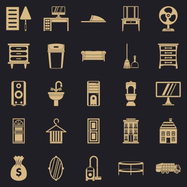 Mobilya Icons set, basit tarzı