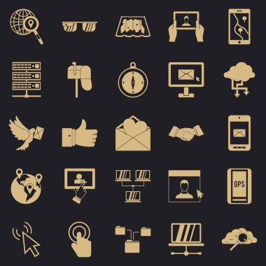 Güvercin Icons set, basit tarzı posta