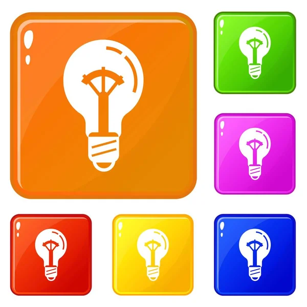 On switch lampadina icone impostare il colore vettoriale — Vettoriale Stock