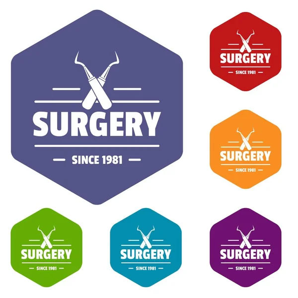 Surgery icons vector hexahedron