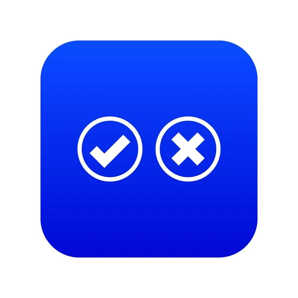 Häkchen und Kreuzauswahlsymbol digital blau — Stockvektor