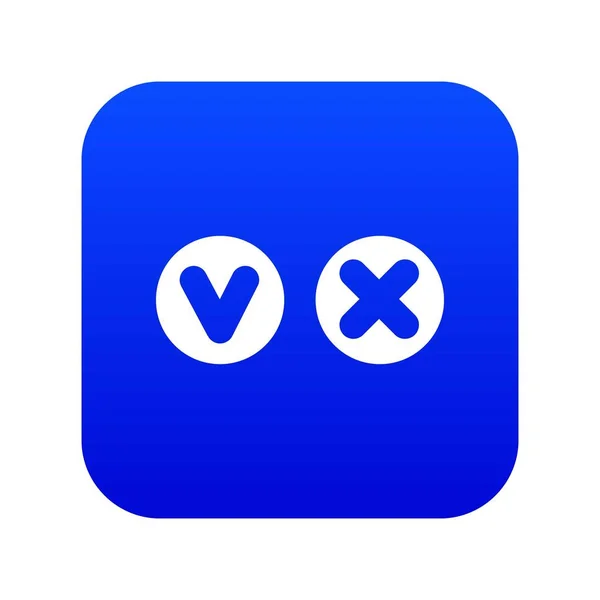 Carrapato de gordura e cruz em círculos ícone azul digital —  Vetores de Stock