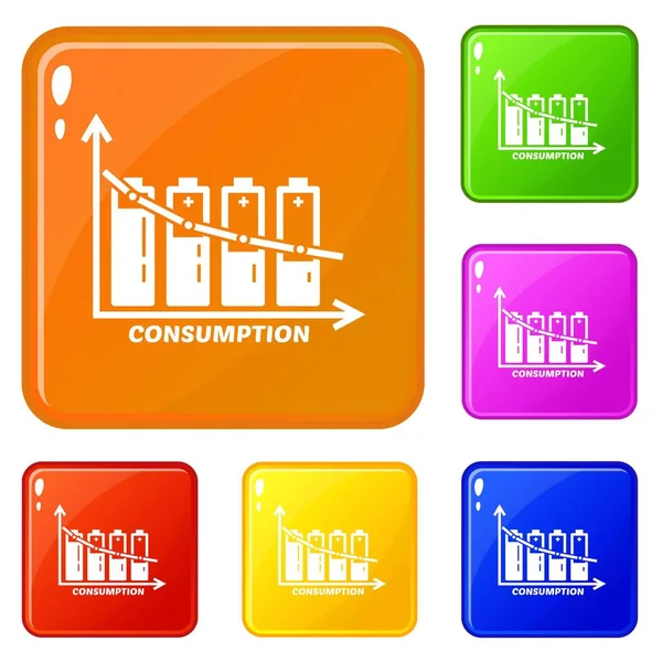 Iconos de consumo de energía conjunto vector de color — Archivo Imágenes Vectoriales