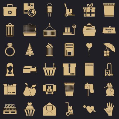 Büyük bir kutu Icons set, basit tarzı