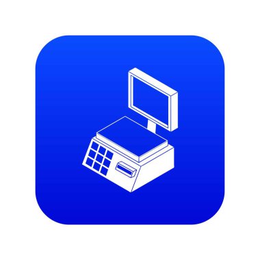 Market scales icon blue vector