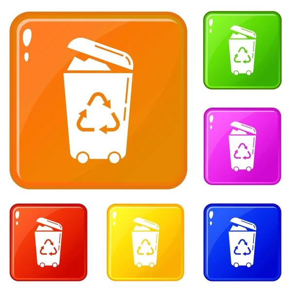 Recycler les icônes de la poubelle définir la couleur vectorielle — Image vectorielle