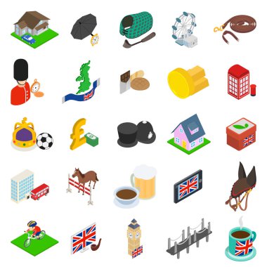 İngiltere'de Icons set, izometrik tarzı