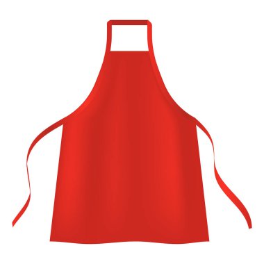 Red apron icon, realistic style clipart