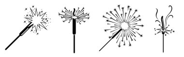 Sparkler simgeleri seti, basit stil