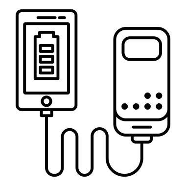 Akıllı telefon simgesi, anahat stili şarj güç banka