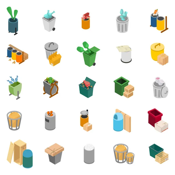 Rubbish heap icons set, isometric style — Stock Vector