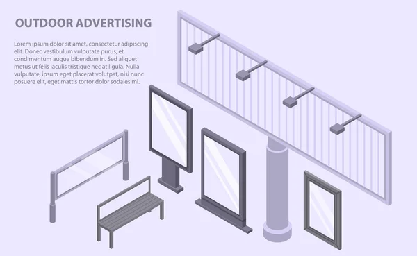 Outdoor advertising banner, isometric style