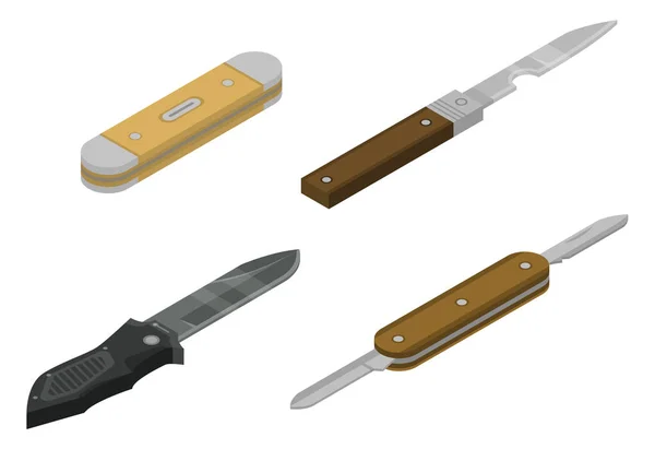 Penknife アイコンセット、等角スタイル — ストックベクタ