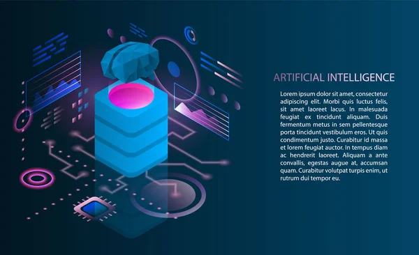 Banner conceito de inteligência artificial, estilo isométrico — Vetor de Stock