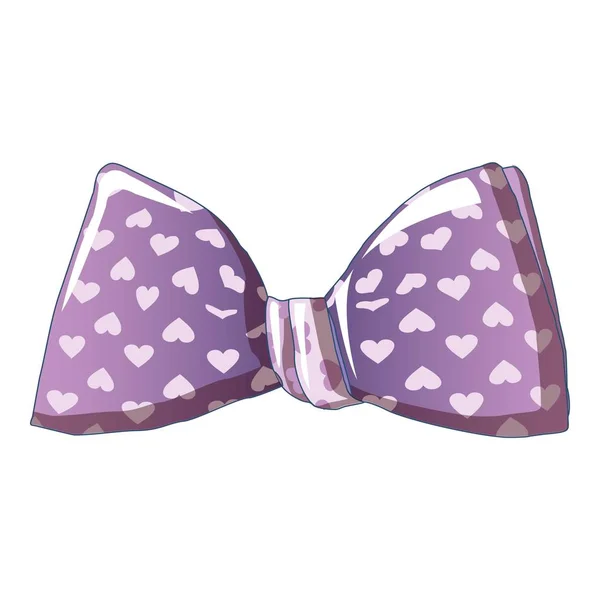 Hearts on bow tie icon, cartoon style — Stockvector