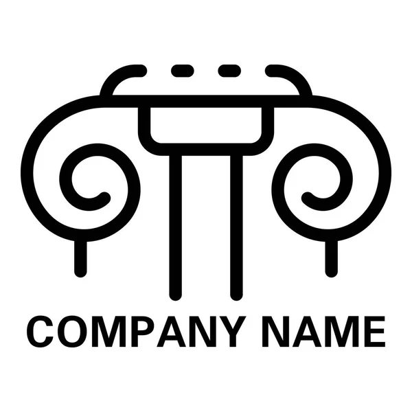 Greek column logo, outline style — Stock Vector