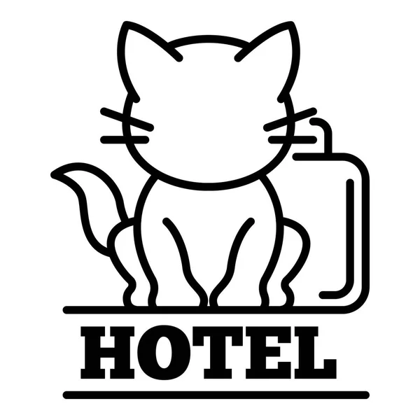 Cat hotel logo, stile contorno — Vettoriale Stock