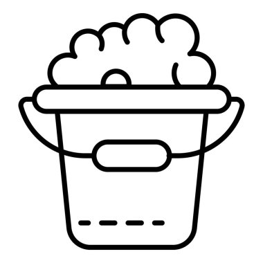 Bubble cleaning bucket icon, outline style
