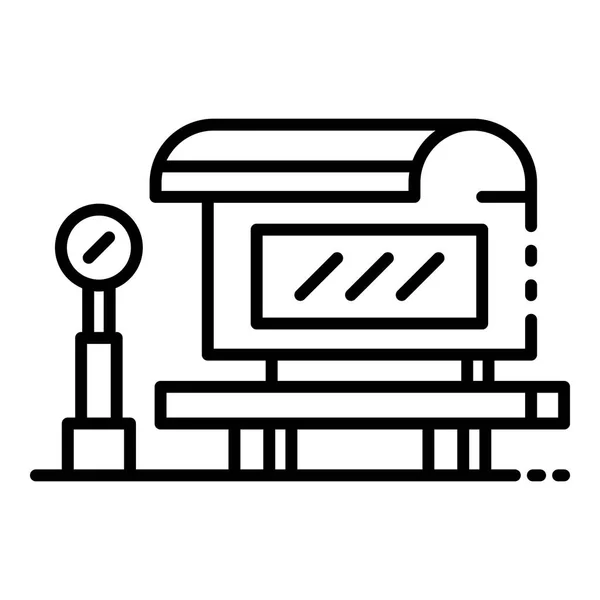 Icono de parada de autobús urbano, estilo de esquema — Vector de stock