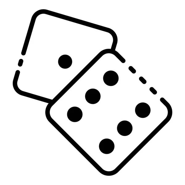 切骰子一个六面图标, 轮廓样式 — 图库矢量图片