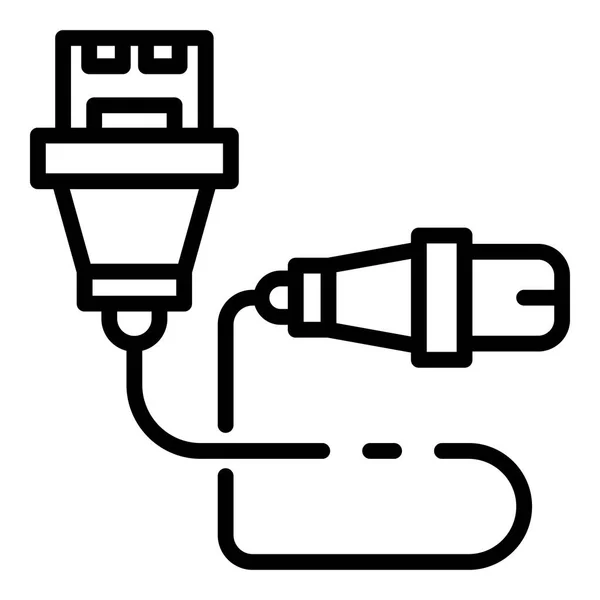 Cámara usb icono de cable, estilo de esquema — Vector de stock