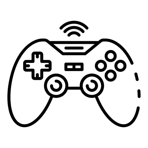 Icono de joystick de juego inalámbrico, estilo de esquema — Vector de stock