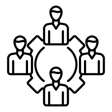 Dişli şirket insanlar simgesi, anahat tarzı