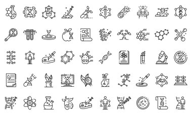 Genetik mühendisliği Icons set, anahat stili