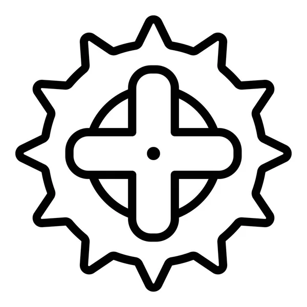 Icône roue à chaîne de vélo, style contour — Image vectorielle