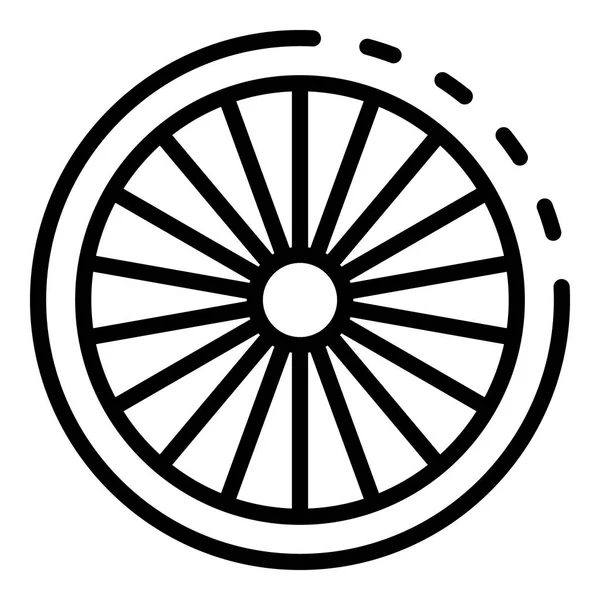 Icône de roue de vélo de vélo, style contour — Image vectorielle