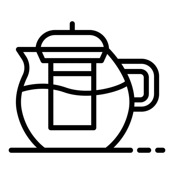 Teapot icon, outline style — Stock Vector