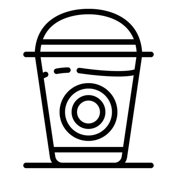 Icono de vidrio de plástico de café, estilo de esquema — Vector de stock