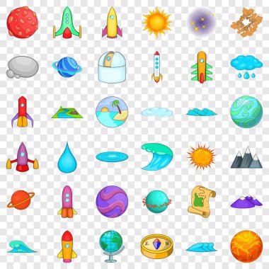 Astronomi Icons set, karikatür tarzı