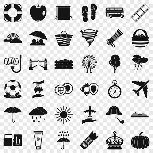 Bad weather icons set, simple style — Stock Vector