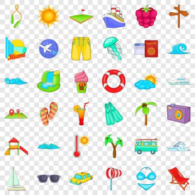 Büyük tatil simgeleri seti, karikatür tarzı