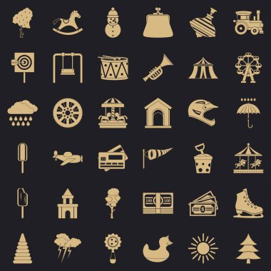 Çocuk oyuncak Icons set, basit tarzı