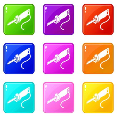 Elektrikli kutup 9 renk koleksiyonu set simgeler gördüm